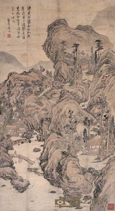 黄粲 溪亭清景 立轴 176×96cm